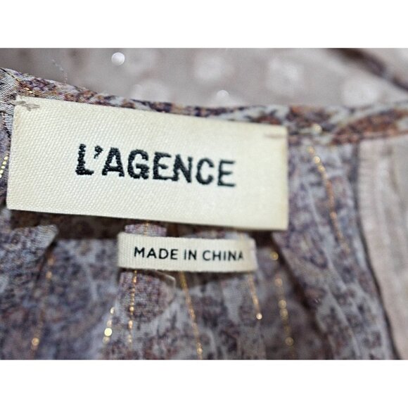 L'Agence Pearl Peasant Silk Blouse in Beige Metallic, Oversized Fit, Beautiful - Picture 4 of 10